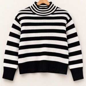 Black and White Striped Turtleneck Sweater Large Industry Republic